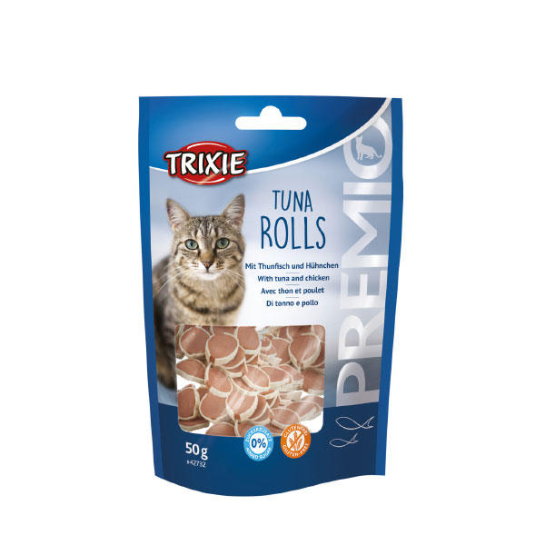 تشویقی گربه با طعم ماهی تن و مرغ تریکسی – PREMIO Tuna Rolls