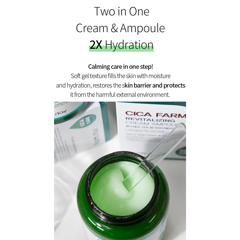 ژل کرم آمپولی جوانساز و ترمیم کننده سیکا فارم استی Farm Stay Cica Farm Revitalizing Cream Ampoule 250ml — تصویر ۶