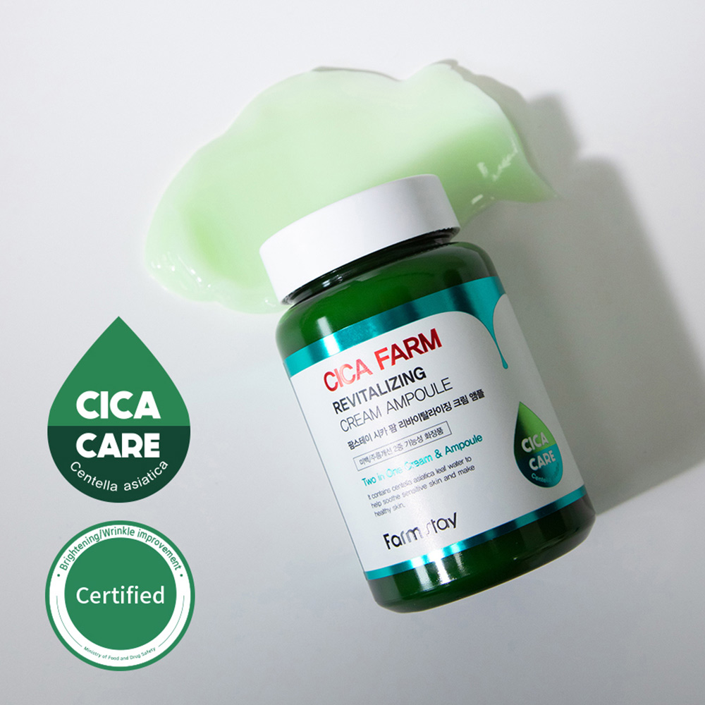 ژل کرم آمپولی جوانساز و ترمیم کننده سیکا فارم استی Farm Stay Cica Farm Revitalizing Cream Ampoule 250ml — تصویر ۴