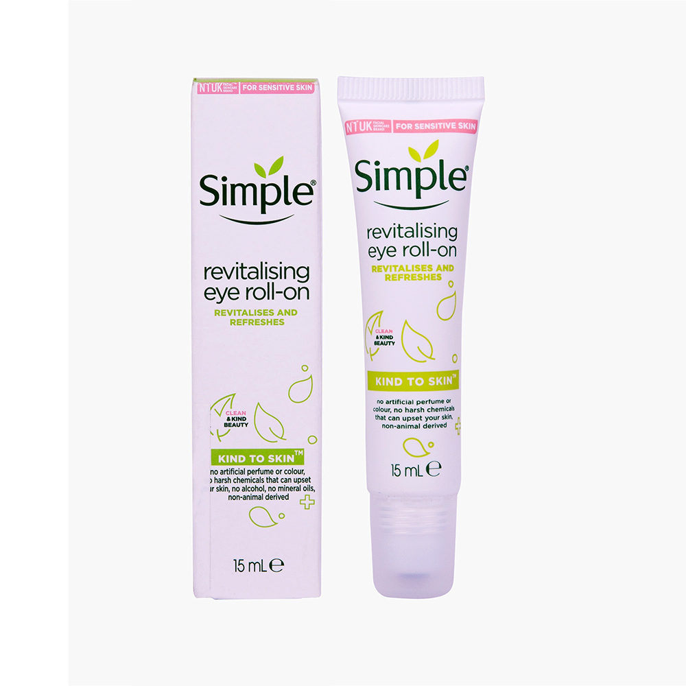 کرم دور چشم احیا کننده و شاداب کننده رولی سیمپل Simple kind to skin Revitalising Eye Roll-on Refreshes 15ml — تصویر ۲
