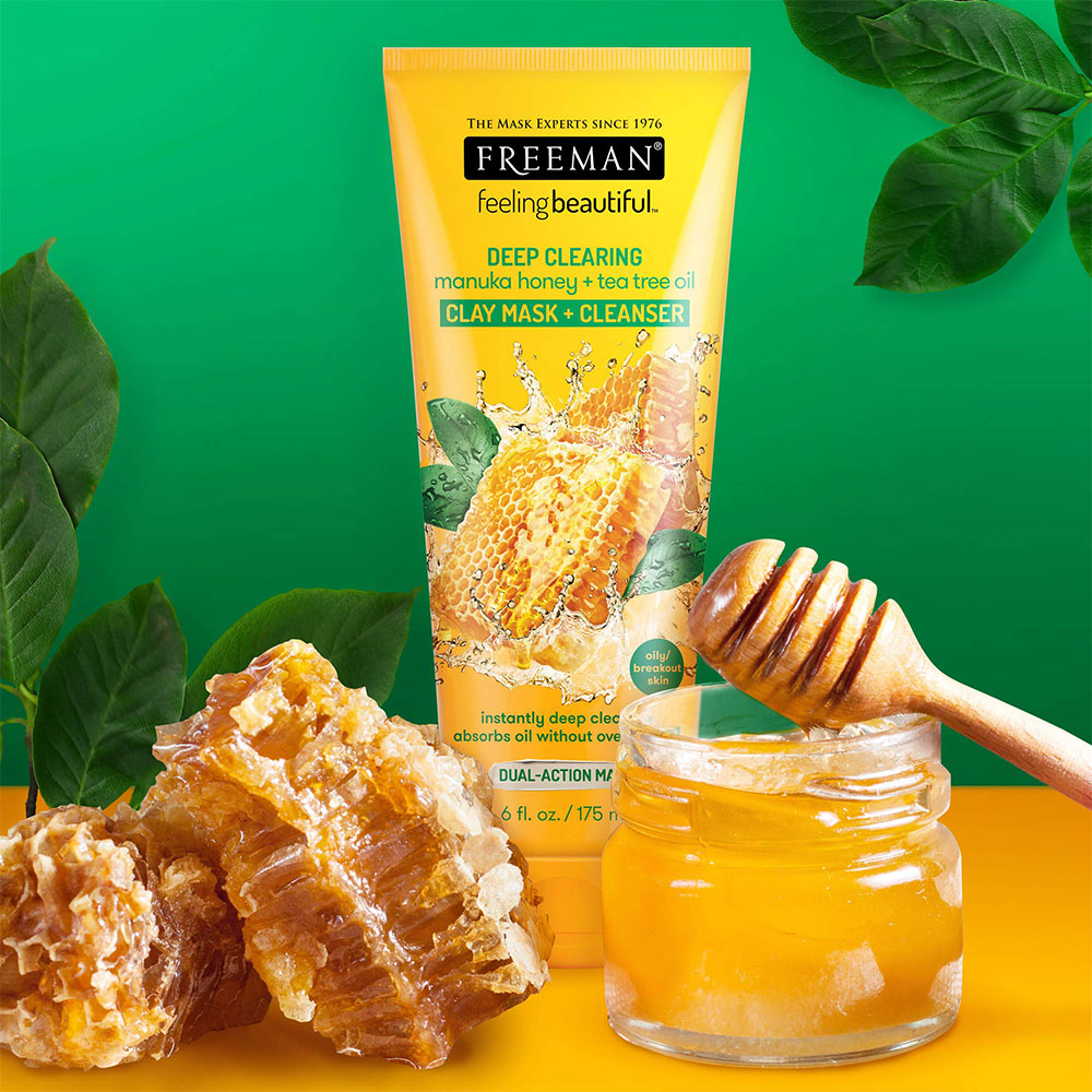 ماسک صورت خاک رسی و پاکسازی کننده عسل مانوکا و روغن درخت چای فریمن FREEMAN DEEP CLEARING manuka honey + tea tree oil CLAY MASK + CLEANSER — تصویر ۵