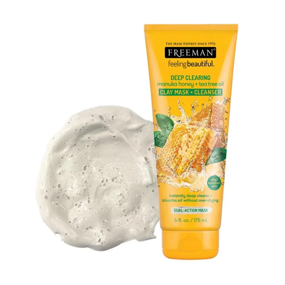 ماسک صورت خاک رسی و پاکسازی کننده عسل مانوکا و روغن درخت چای فریمن FREEMAN DEEP CLEARING manuka honey + tea tree oil CLAY MASK + CLEANSER — تصویر ۴