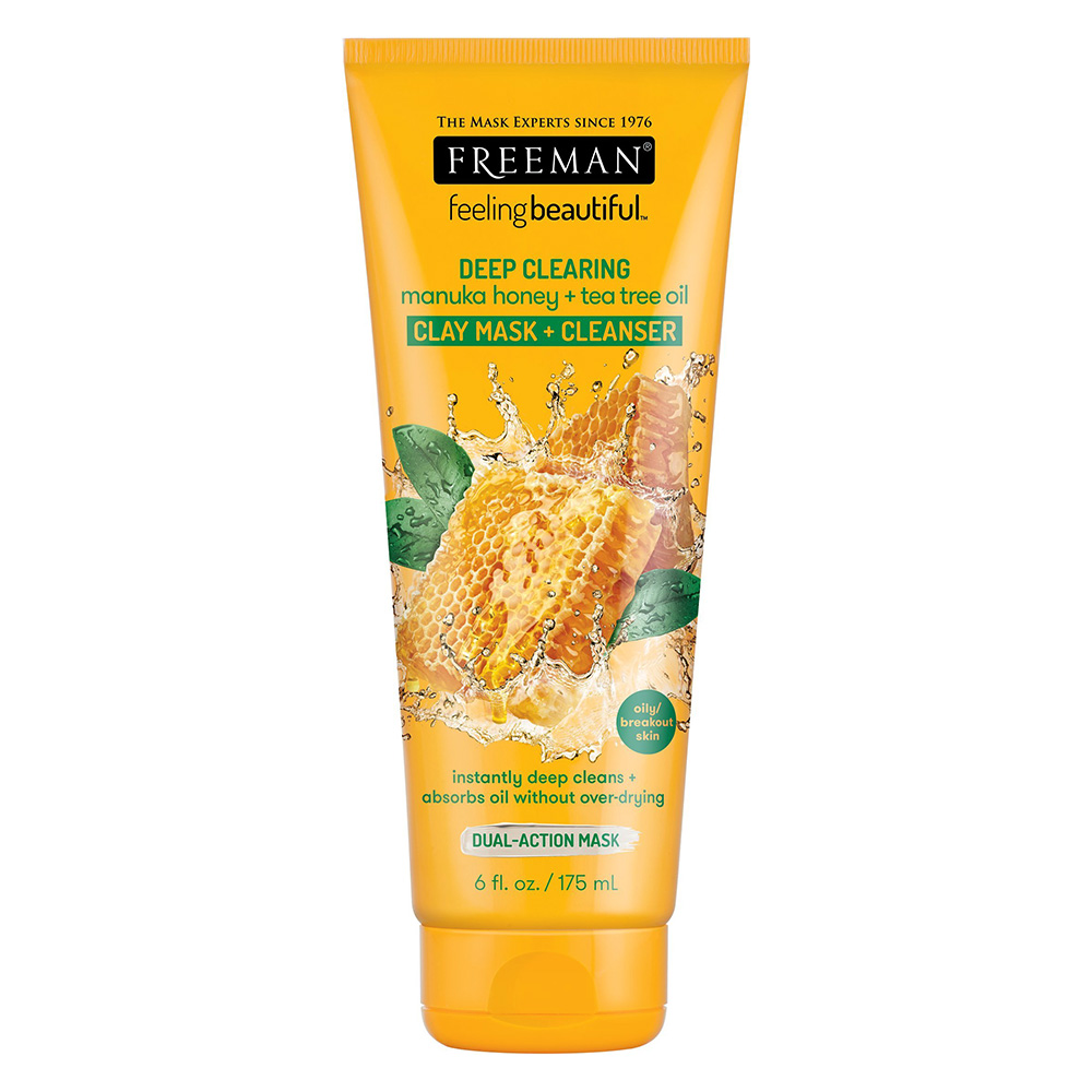ماسک صورت خاک رسی و پاکسازی کننده عسل مانوکا و روغن درخت چای فریمن FREEMAN DEEP CLEARING manuka honey + tea tree oil CLAY MASK + CLEANSER — تصویر ۲
