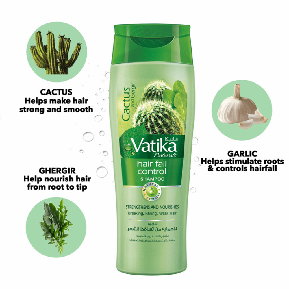 شامپو تقویت کننده کنترل ریزش موی کاکتوس واتیکا Vatika Cactus Gergir Hair Fall Control Shampoo 400ml — تصویر ۴
