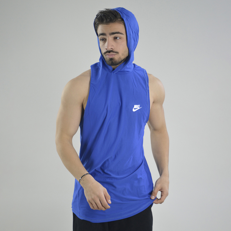رکابی کلاهدار ورزشی مردانه نایک مدل VHD-Dri Fit-4K1003 آبی — تصویر ۳