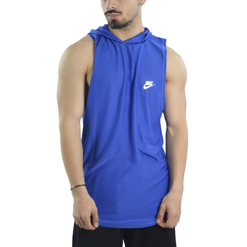 رکابی کلاهدار ورزشی مردانه نایک مدل VHD-Dri Fit-4K1003 آبی — تصویر ۲
