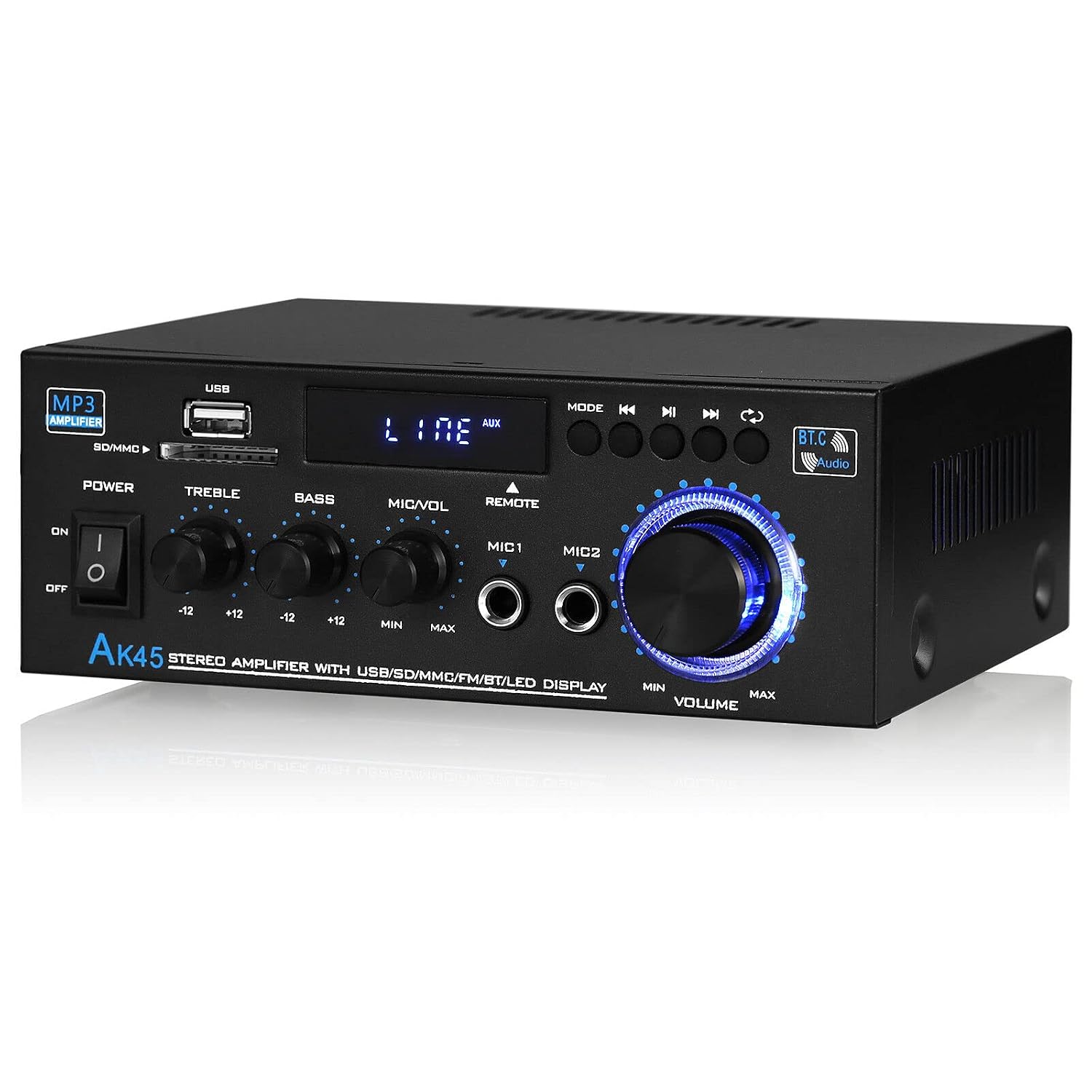 آمپلی فایر بلوتوثی Nobsound AK-45 | آمپلی فایر استریو 2 کاناله با USB، SD، FM و کارائوکه — تصویر ۲