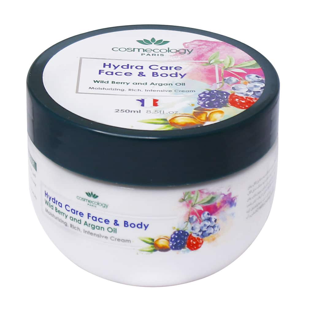 کرم مرطوب کننده صورت و بدن کاسمکولوژی (حاوی روغن آرگان و عصاره تمشک) 250ml