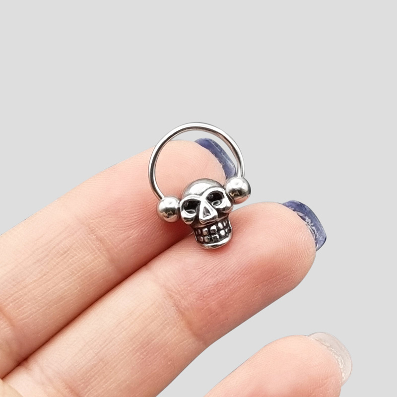 پیرسینگ حلقه طرح جمجمه ساده کد Hsn-741d5 — تصویر ۵