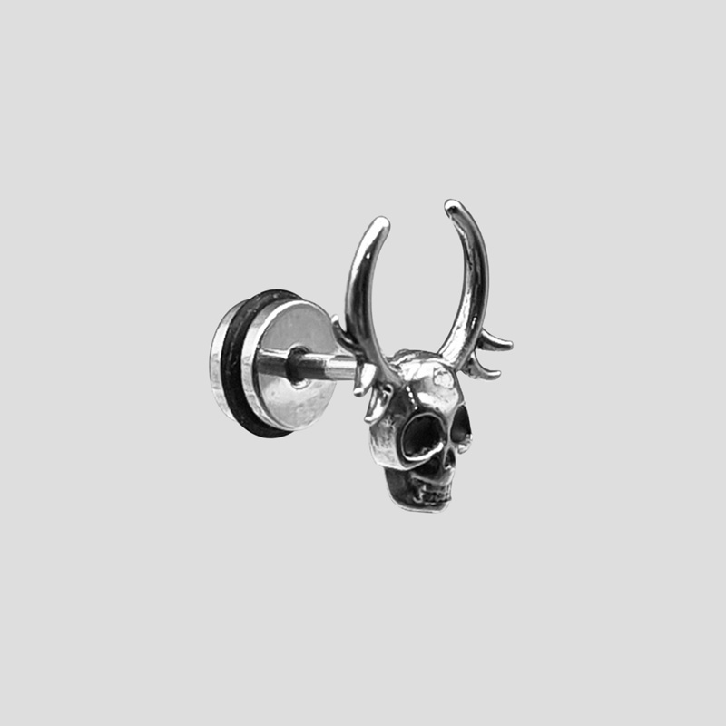 پیرسینگ گوش اسکلتی مدل جمجمه شاخ دار کد Hsn-741d4 — تصویر ۲