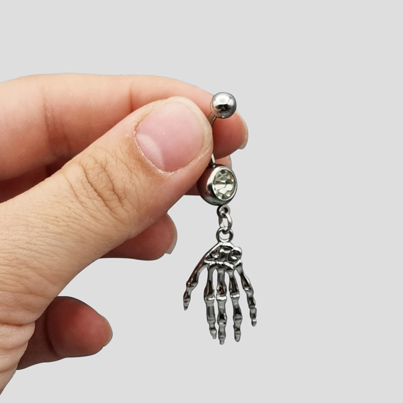 پیرسینگ ناف طرح دست اسکلت کد Bhg-434d2 — تصویر ۳