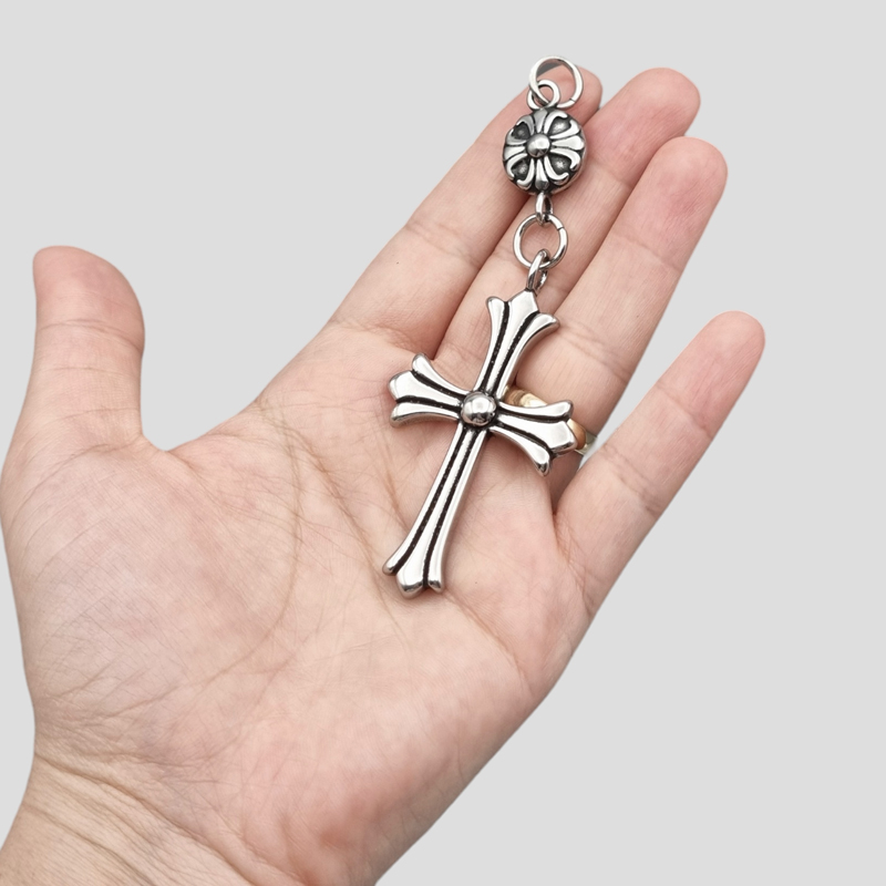 پلاک و گردنبند استیل صلیب مدل Chrome Hearts کد Njd-100d5 — تصویر ۴