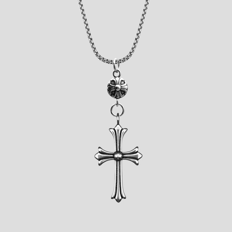 پلاک و گردنبند استیل صلیب مدل Chrome Hearts کد Njd-100d5 — تصویر ۲