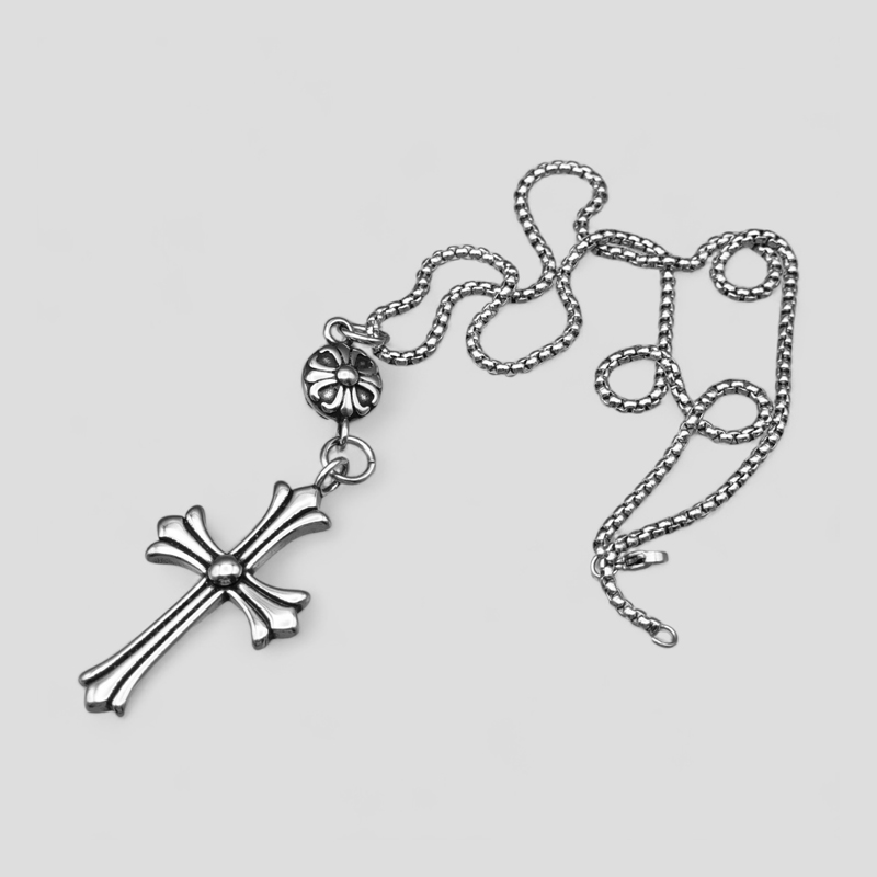 پلاک و گردنبند استیل صلیب مدل Chrome Hearts کد Njd-100d5 — تصویر ۳