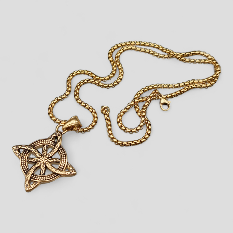 پلاک و گردنبند استیل گره سلتیک مدل Witches Knot کد Njd-100d1 — تصویر ۳