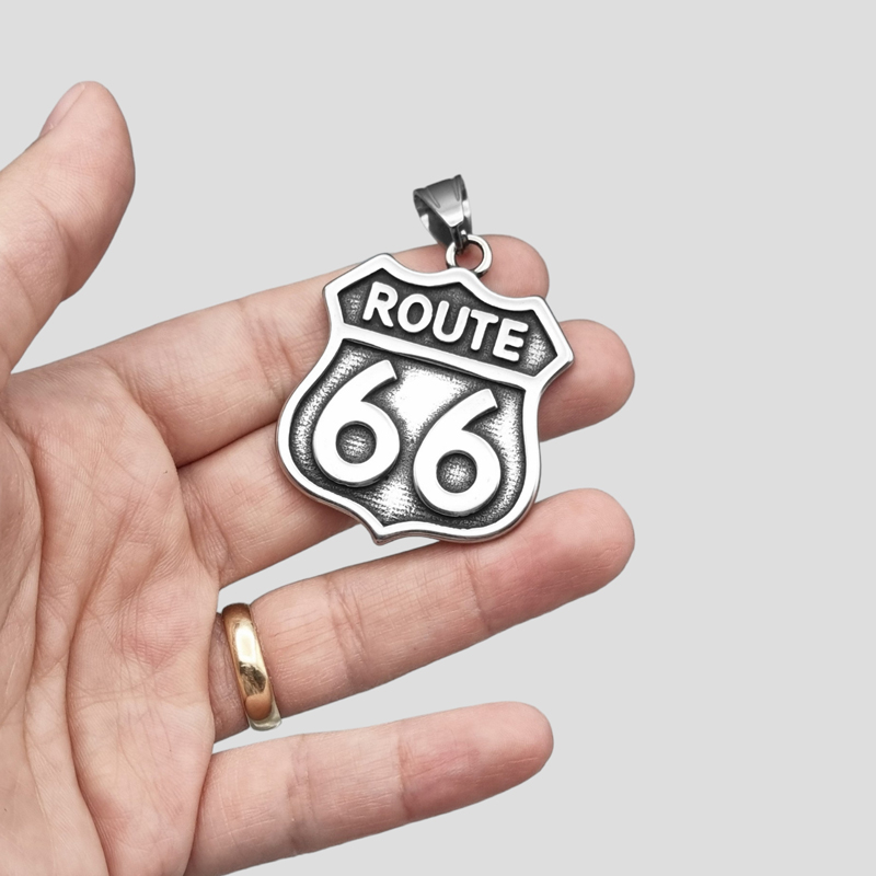 پلاک و گردنبند استیل مدل Route 66 کد Njd-070d1 — تصویر ۴