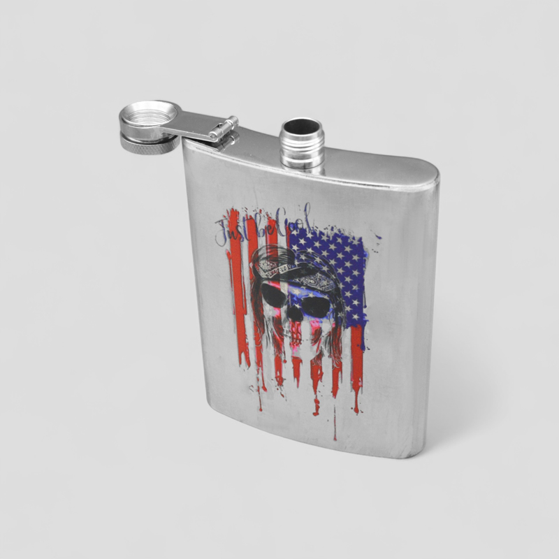 ست قمقمه کتابی جیبی و شات اسکلتی مدل USA Flag کد Sdt-129d11 — تصویر ۴
