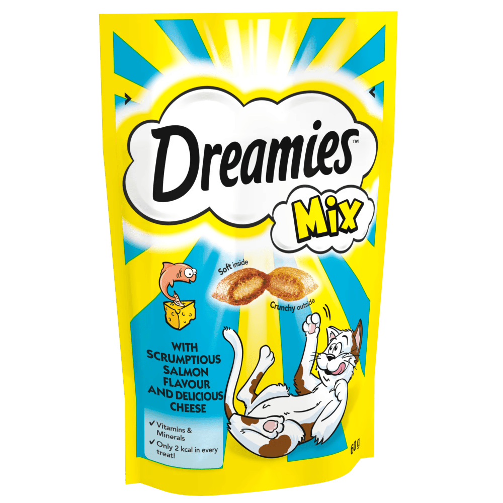 تشویقی گربه دریمیز با طعم ماهی سالمون و پنیر Dreamies Cat Snack with Cheese & Salmon وزن 60 گرم — تصویر ۲