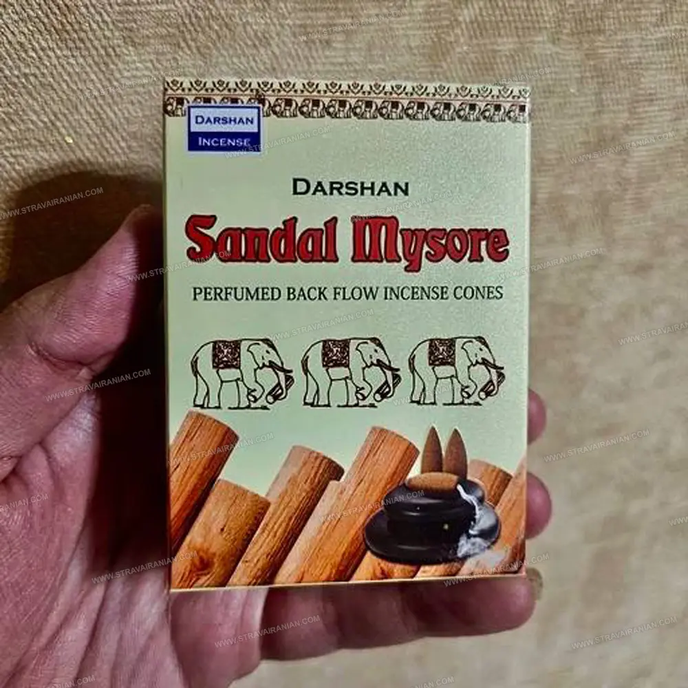 عود مخروطی آبشاری هندی ۱۰ عددی صندل میسور(SANDAL MYSORE) برند دارشان با بهترین قیمت + خرید آنلاین