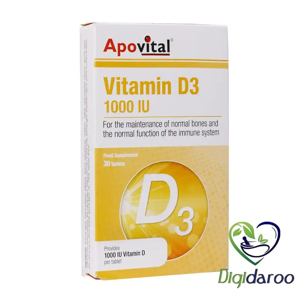 قرص ویتامین D3 1000 واحد آپوویتال 30 عددی