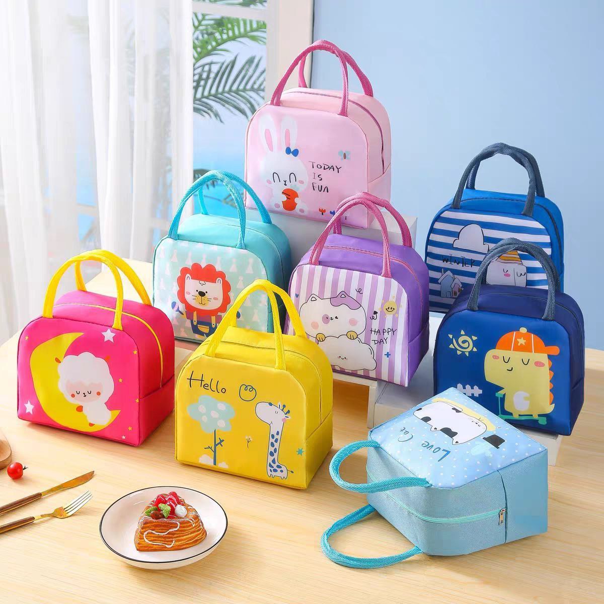 کیف ظرف غذای کودکان طرح حیوانات کارتونی با عایق حرارتی کد 5033 — تصویر ۲