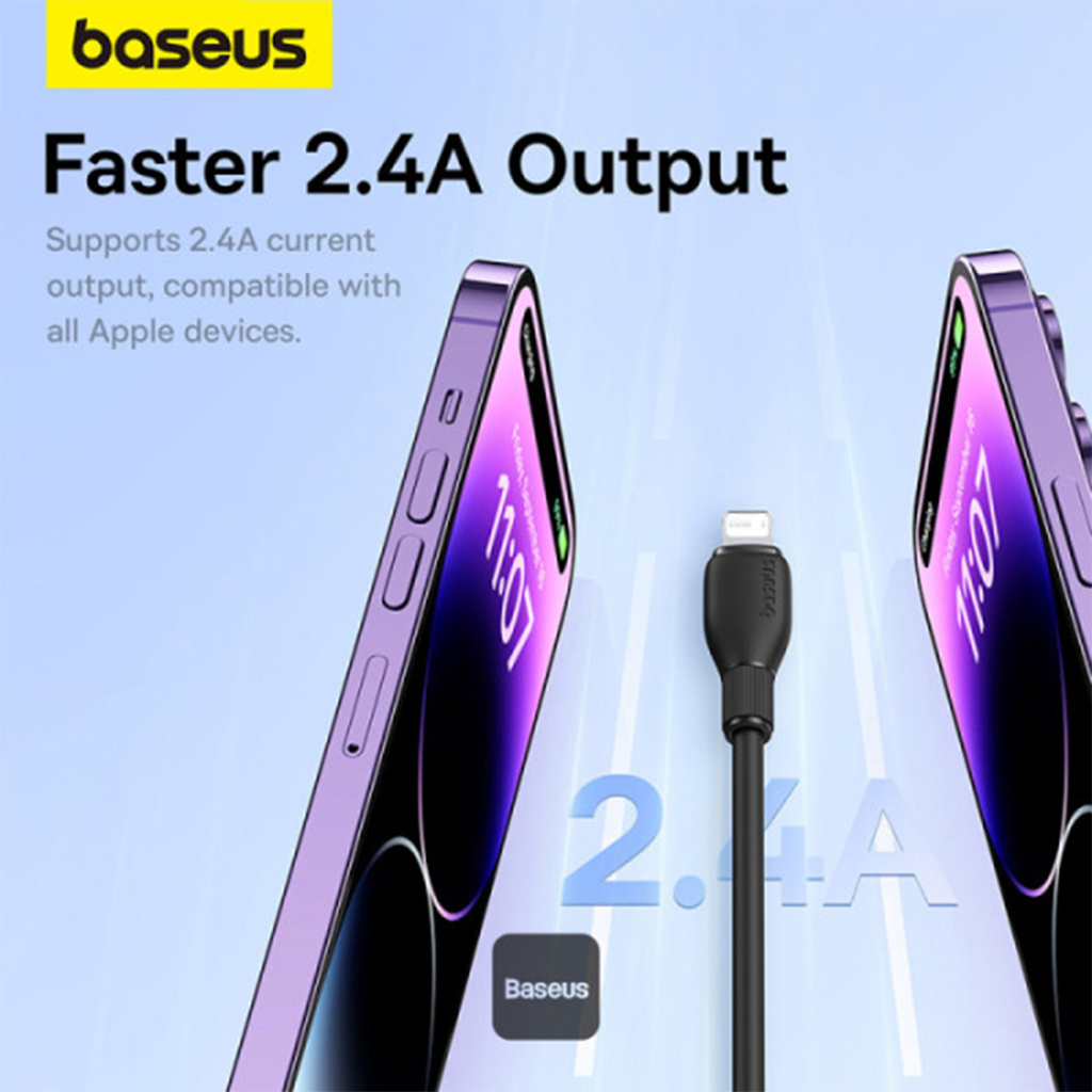 کابل شارژ USB به LIGHTNING بیسوس مدل BASEUS USB TO LIGHTNING 12W به طول 2 متر رنگ مشکی — تصویر ۶