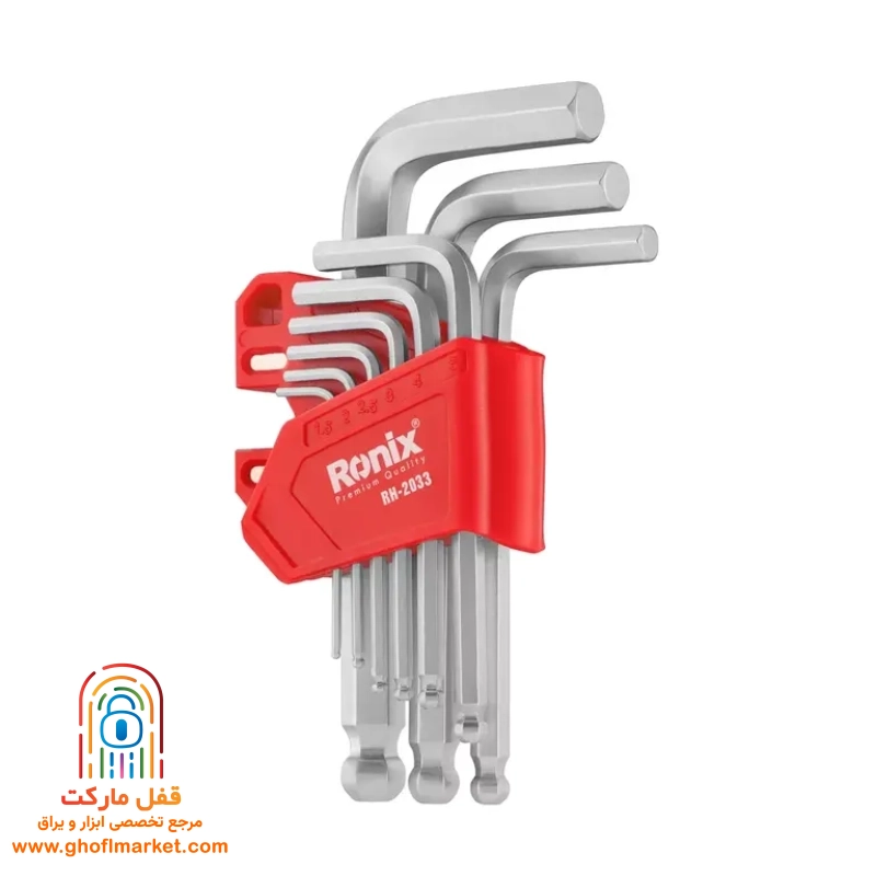 ست 9 عددی آلن شش گوش کوتاه رونیکس RH-2033
