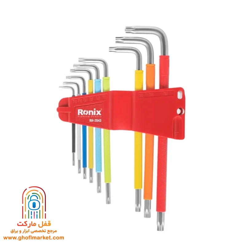 ست 9 عددی آچار آلن ستاره ای بلند رونیکس مدل RH-2043