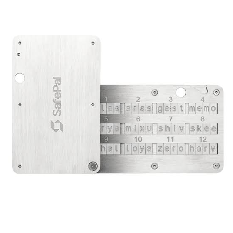 محافظ فولادی عبارت بازیابی سایفر سیف پل SafePal Cypher Seed Board
