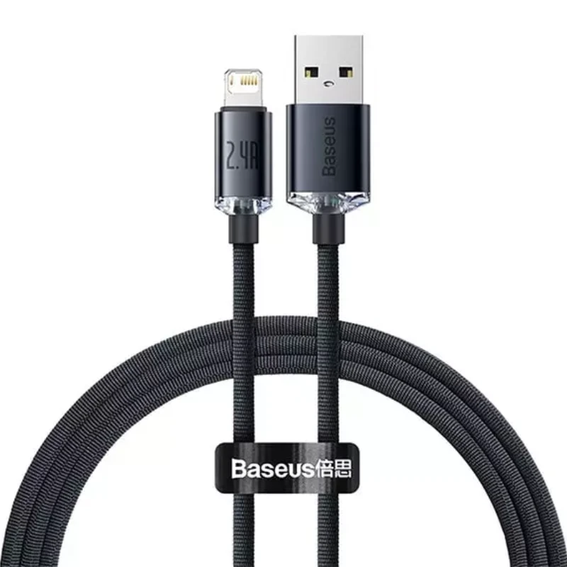 کابل USB به لایتنینگ مدل Crystal Shine باسئوس CAJY000101