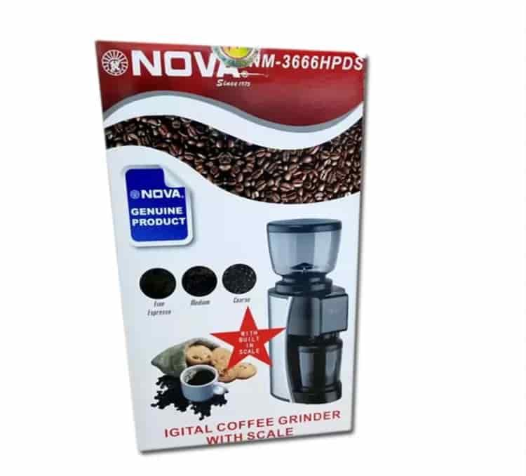 آسیاب قهوه دیجیتال نوا NM-3666HPDS | خرید آسیاب قهوه خانگی نوا از ریوکالا