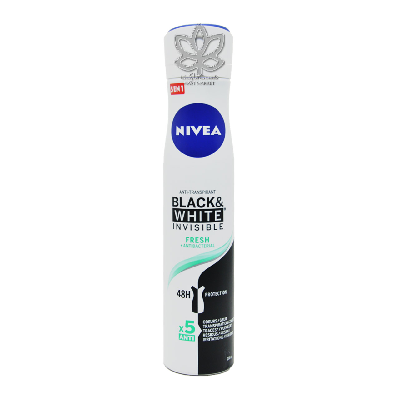 اسپری ضد تعریق آنتی باکتریال فرش بلک وایت 150 میل اینویزیبل نیوآ – nivea