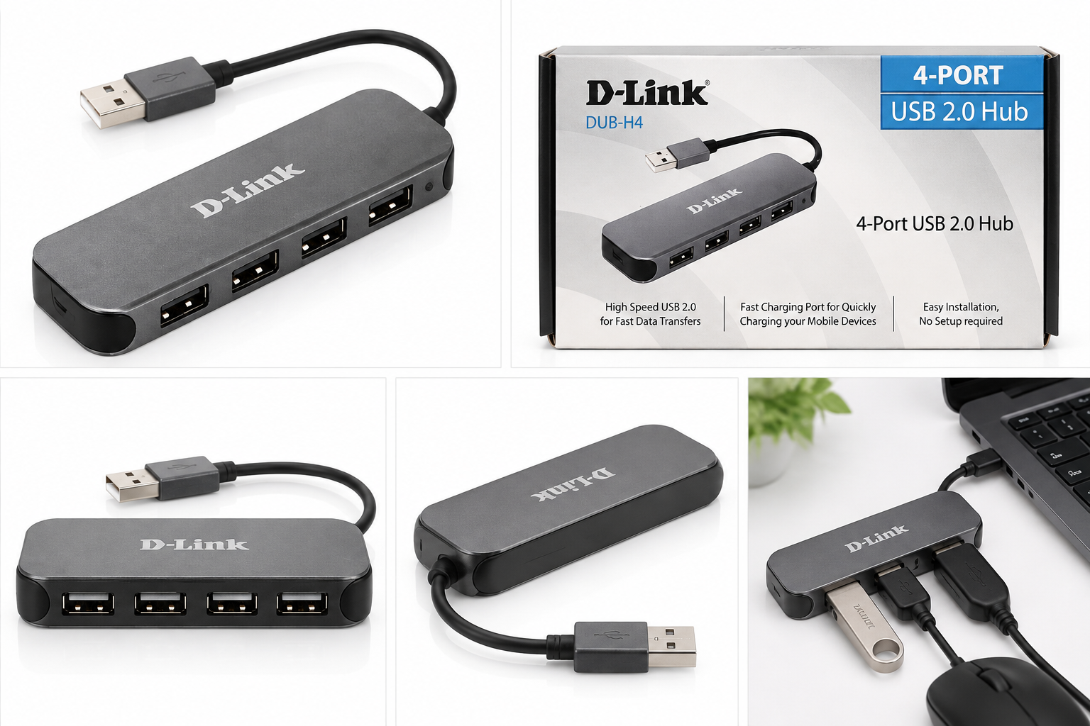 هاب USB چهار پورت D-Link DUB-H4 با آداپتور برق | USB Hub دی لینک — تصویر ۵