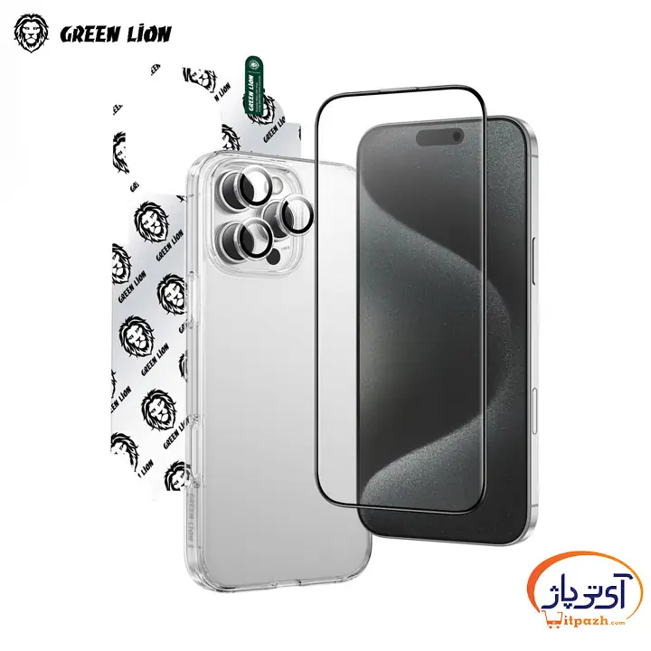 پک گارد و گلس ضد ضربه و ضد خش 4 در 1 گرین لاین Defender Pack iPhone 16 Pro
