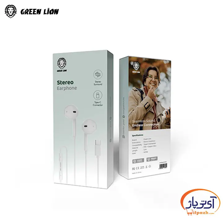 هندزفری سیمی گرین لاین تایپ سی Stereo Earphones — تصویر ۳