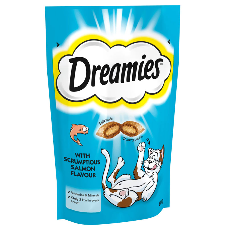 تشویقی گربه دریمیز با طعم ماهی سالمون Dreamies Cat Snack with Salmon وزن 60 گرم