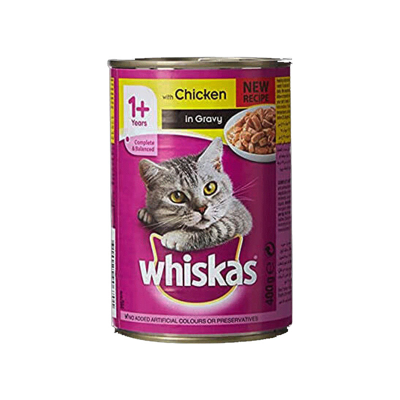 کنسرو غذای گربه ویسکاس با طعم مرغ چانکی مدل Whiskas Chicken وزن 400 گرم
