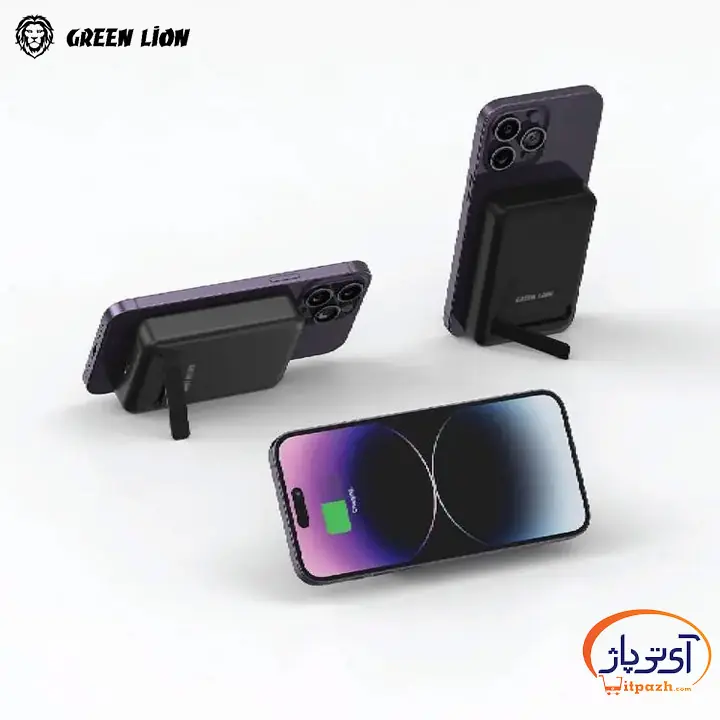 پاوربانک وایرلس مگنتی 20W گرین لاین Kick Stand GL-PB31 ظرفیت 10000mAh — تصویر ۴