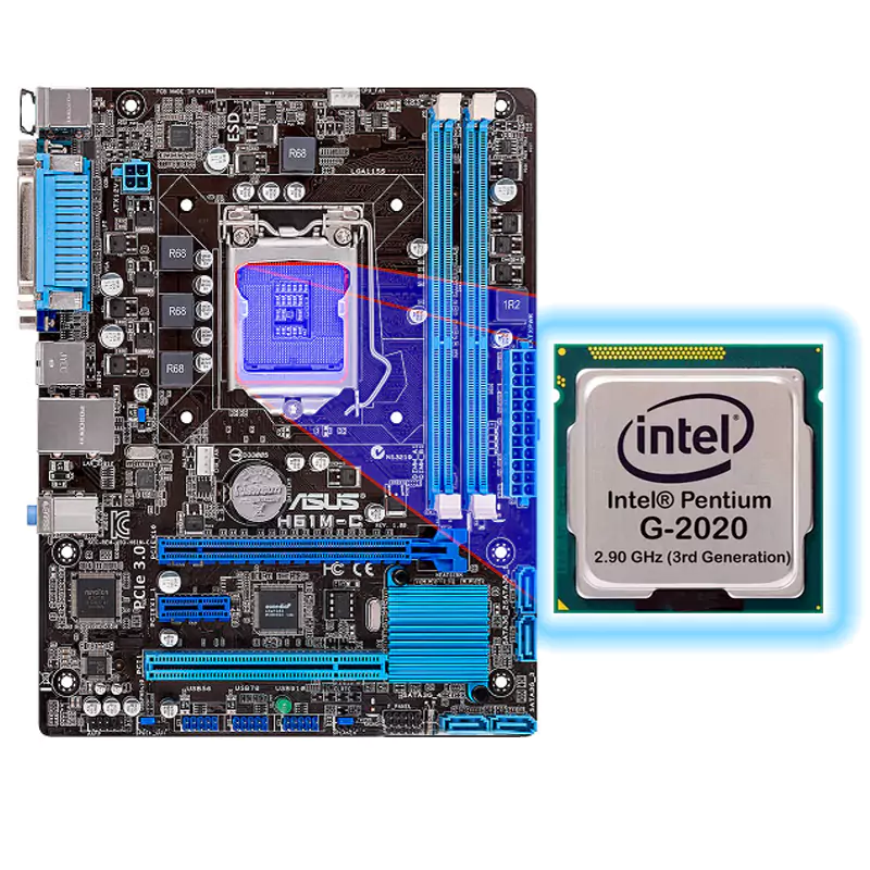 باندل استوک H61 ASUS + INTEL PENTIUM G2020