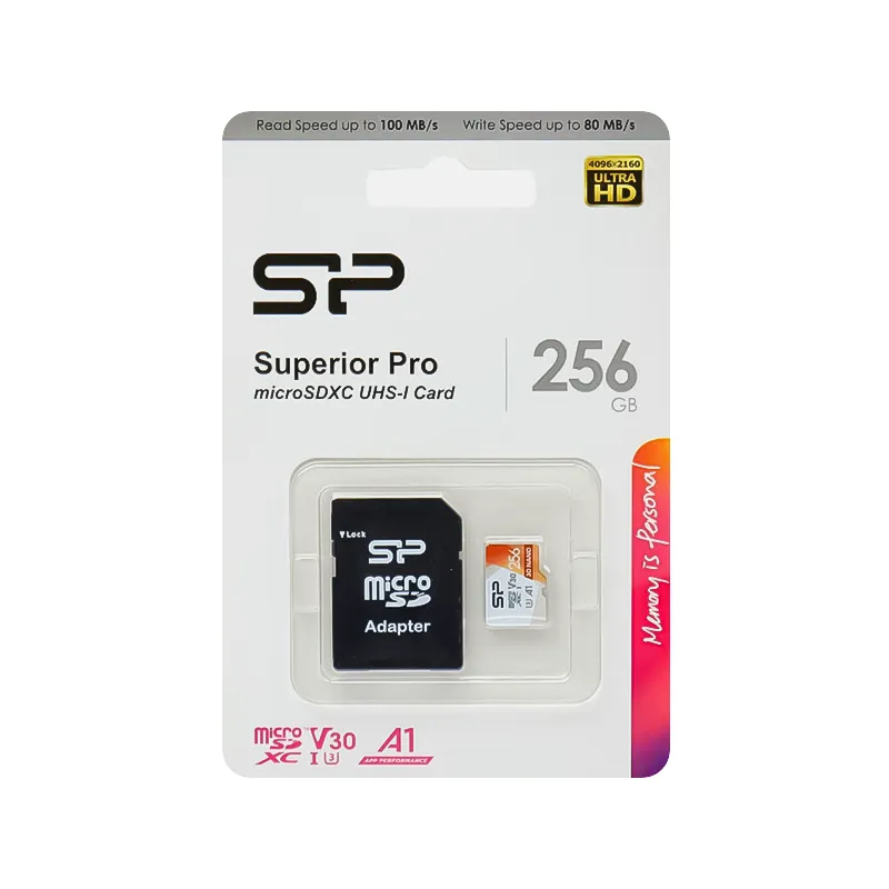 کارت حافظه MicroSDXC سیلیکون پاور Superior Pro ظرفیت 256 گیگابایت + خشاب