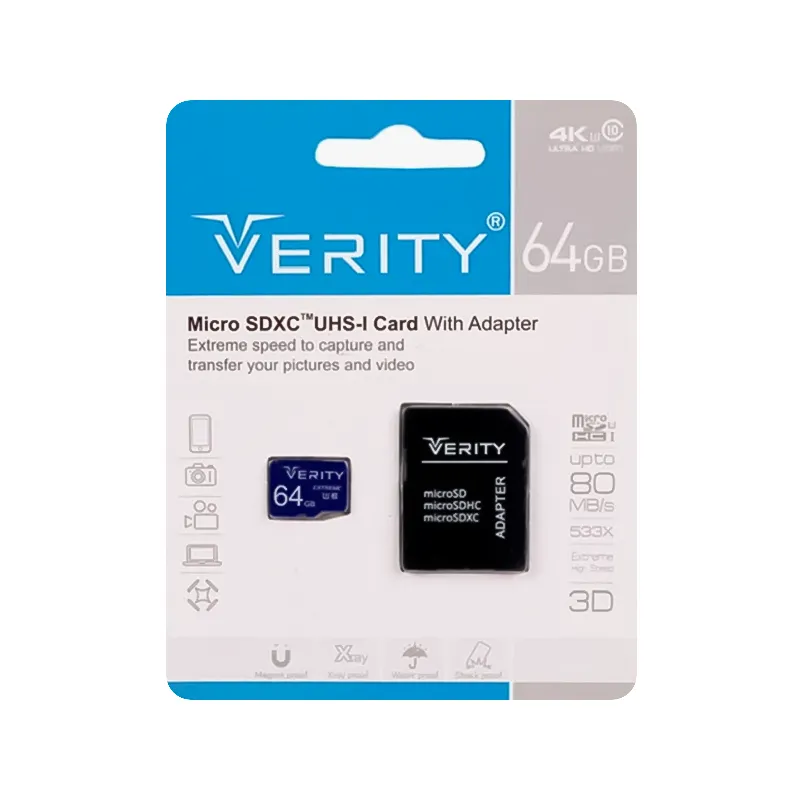 کارت حافظه MicroSDXC وریتی 533x کلاس 10 ظرفیت 64 گیگابایت + خشاب