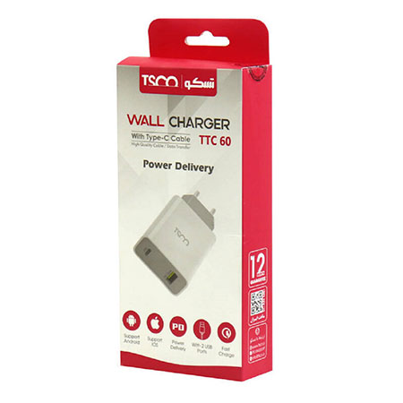 شارژر دیواری تسکو مدل TTC60 به همراه کابل تبدیل USB-C — تصویر ۶