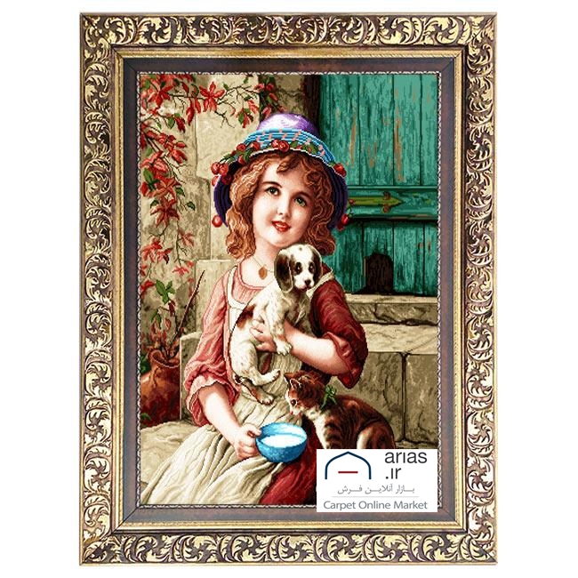 تابلو فرش ماشینی عمودی دختربچه کد T20237M