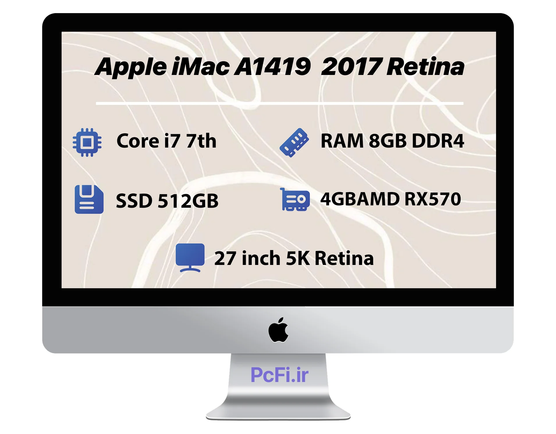 Apple iMac A1419 27″ 5K 2017 | i7-RAM 8GB-SSD 512GB-VGA 4GB