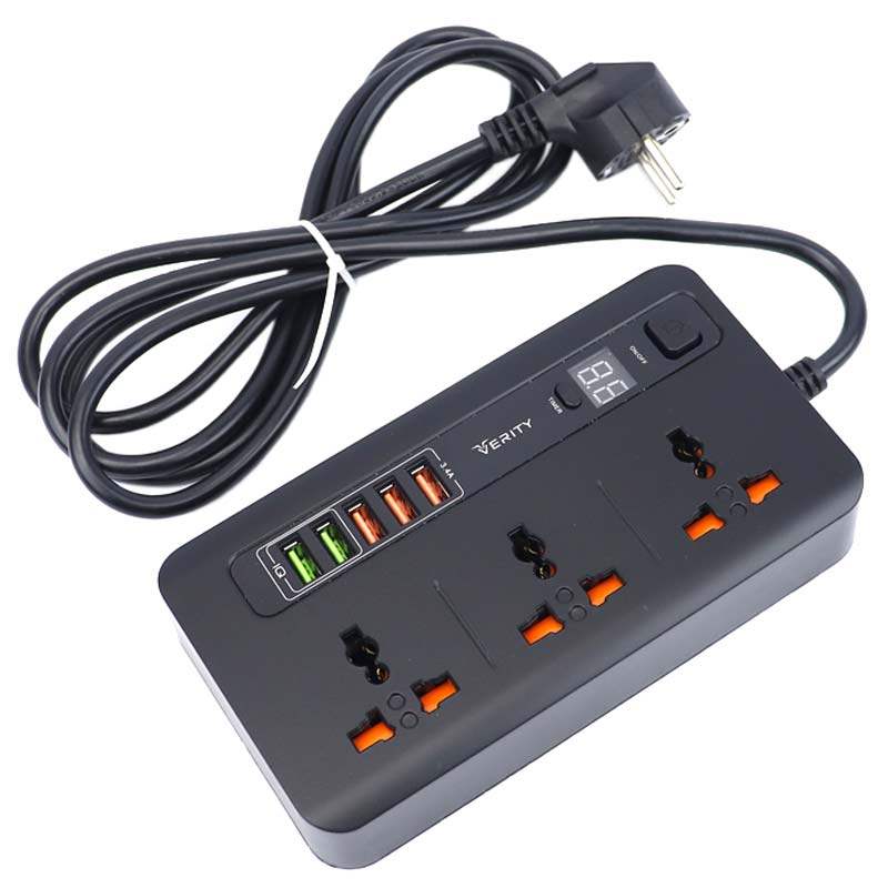 سه راهی برق و شارژر 5 پورت تایمردار وریتی مدل PS3111 — تصویر ۳