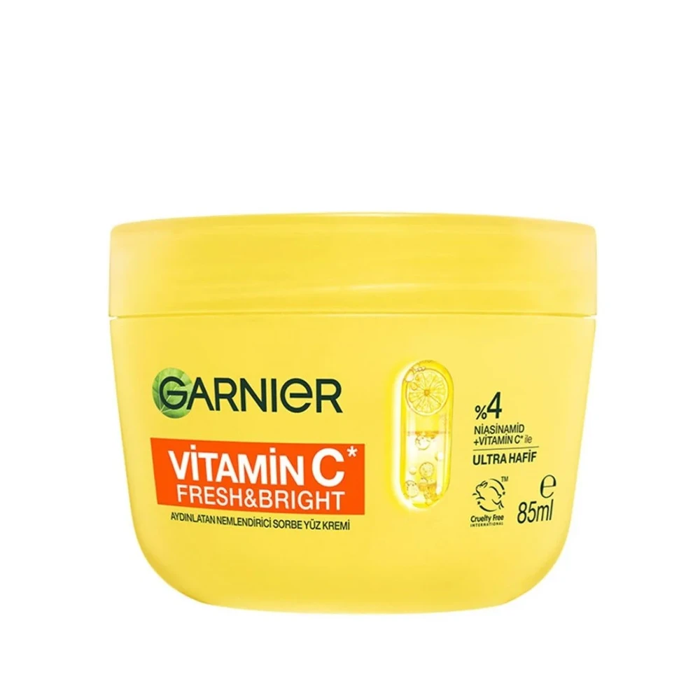 کرم آبرسان و روشن‌کننده گارنیر مدل FRESH & BRIGHT حاوی ویتامین C و نیاسینامید حجم 85 میلی‌لیتر