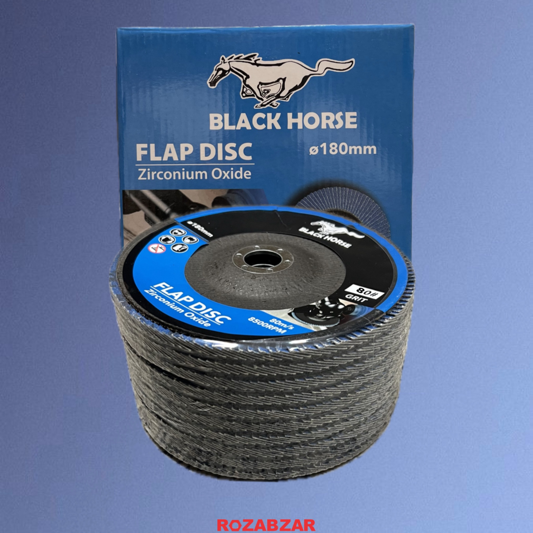 فلاپ سنباده بزرگ 180 میلیمتر بلک هورس black horse گرید 80 — تصویر ۲