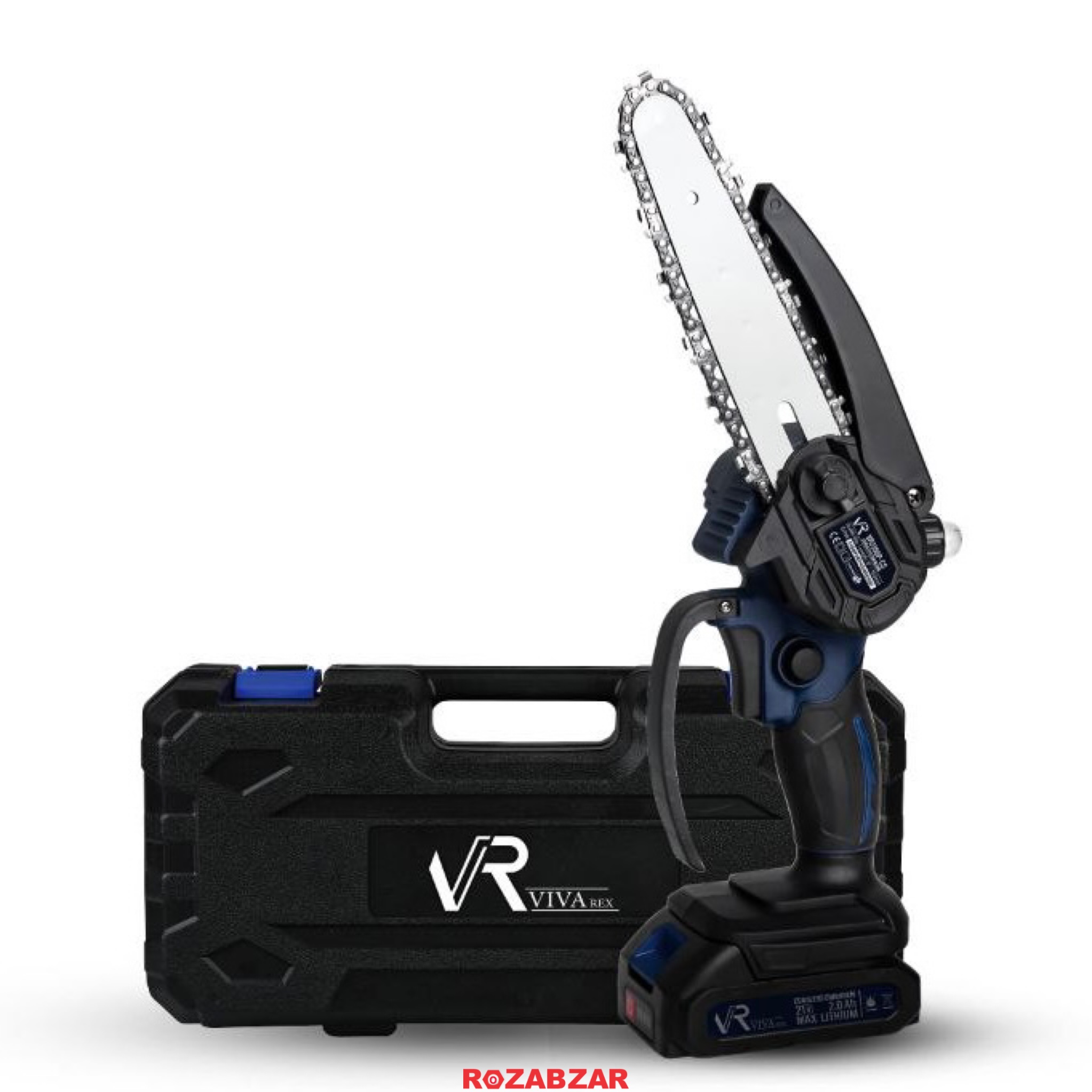 اره زنجیری شارژی دو باتری 21 ولت 15 سانتی روغن اتومات با کیف و گارانتی مدل VIVAREX VR2106P-CS