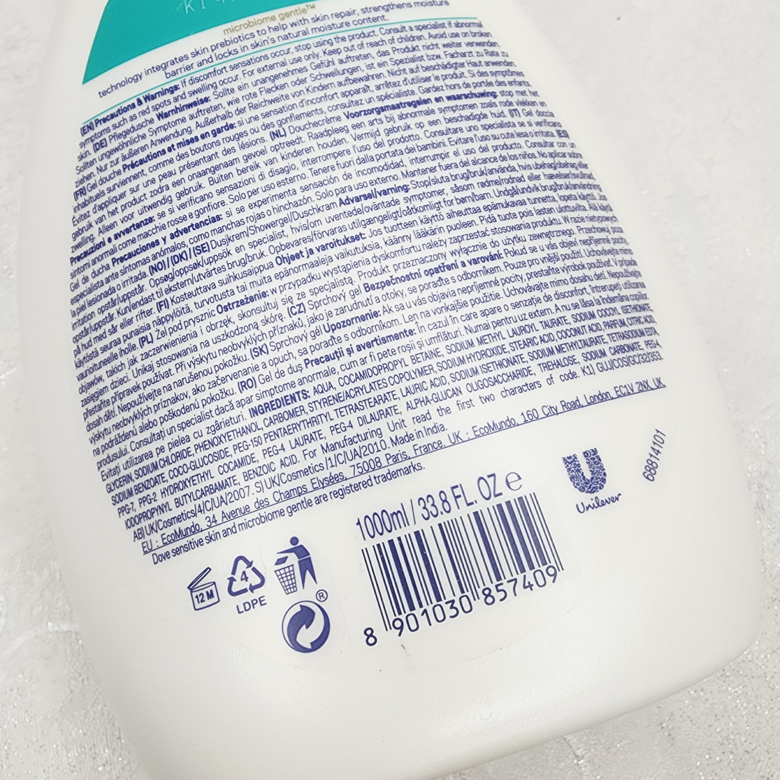 – شامپو بدن مغذی داو مخصوص پوست حساس 1 لیتری Dove Nourishing Body Wash for Sensitive Skin Body Wash — تصویر ۴