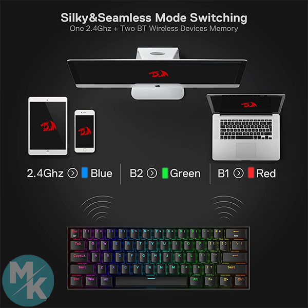 کیبورد بی سیم برند Redragon مدل K530RGB-PRO — تصویر ۳